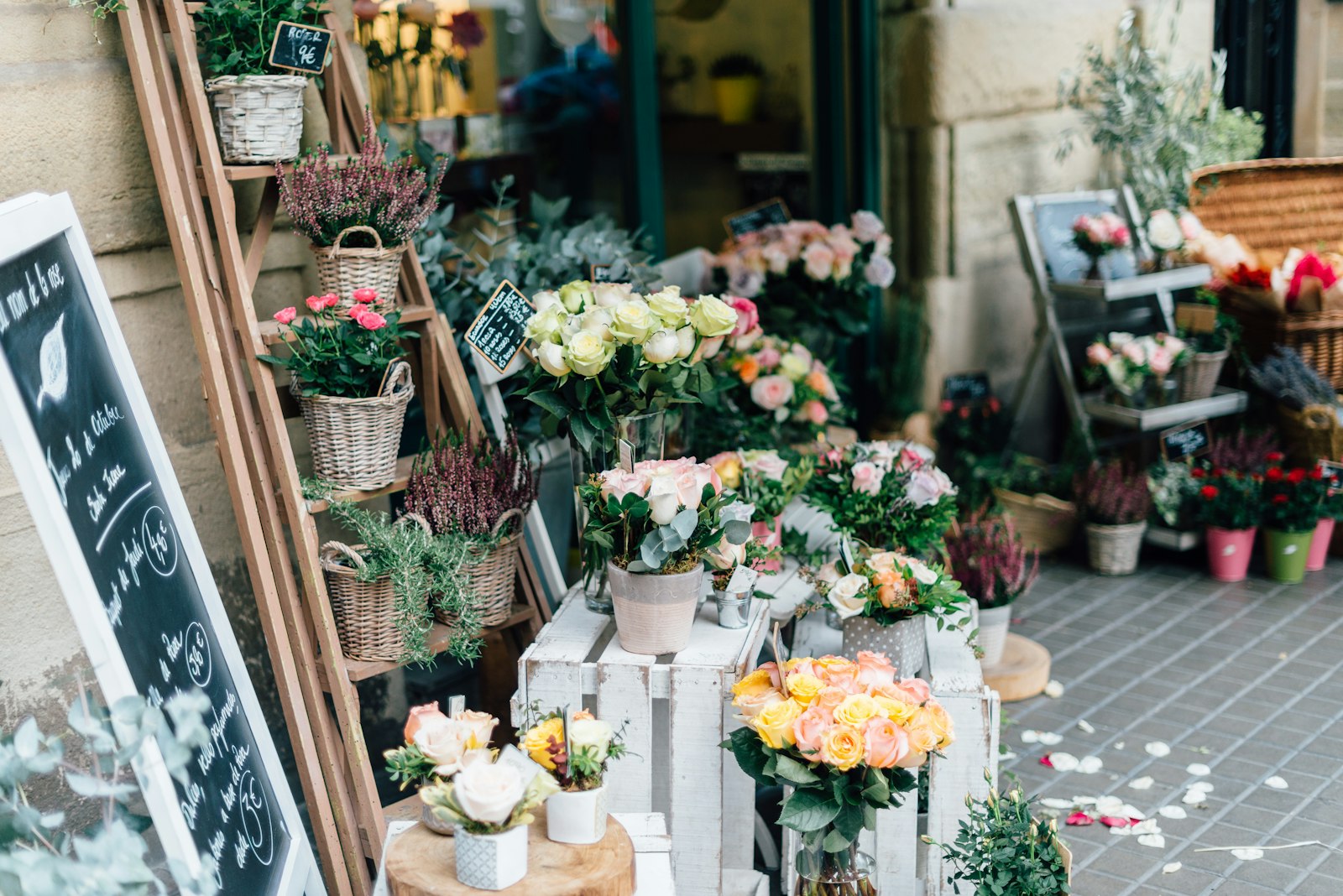 Local florist arranging fresh flowers
